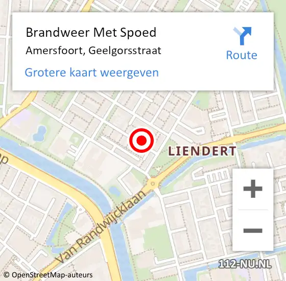 Locatie op kaart van de 112 melding: Brandweer Met Spoed Naar Amersfoort, Geelgorsstraat op 18 januari 2016 15:09