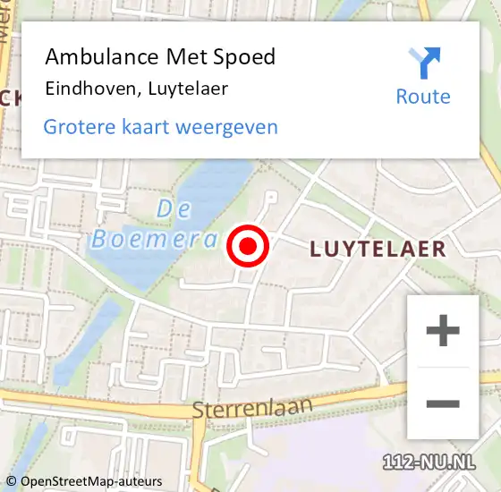 Locatie op kaart van de 112 melding: Ambulance Met Spoed Naar Eindhoven, Luytelaer op 18 januari 2016 15:09