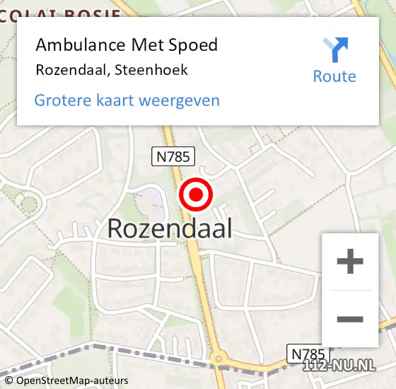 Locatie op kaart van de 112 melding: Ambulance Met Spoed Naar Rozendaal, Steenhoek op 18 januari 2016 15:44