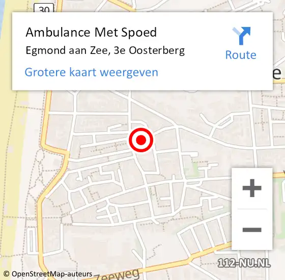 Locatie op kaart van de 112 melding: Ambulance Met Spoed Naar Egmond aan Zee, 3e Oosterberg op 18 januari 2016 15:59