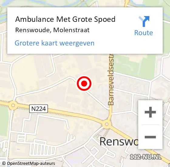 Locatie op kaart van de 112 melding: Ambulance Met Grote Spoed Naar Renswoude, Molenstraat op 18 januari 2016 16:41