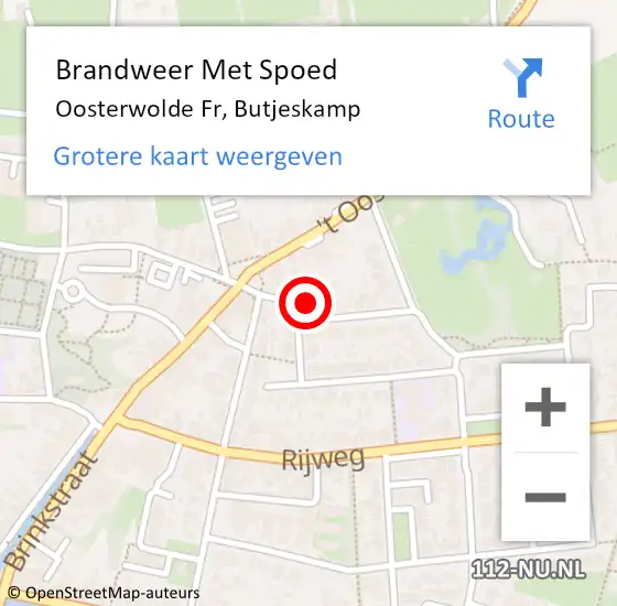 Locatie op kaart van de 112 melding: Brandweer Met Spoed Naar Oosterwolde Fr, Butjeskamp op 3 december 2013 16:12