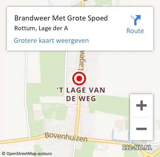 Locatie op kaart van de 112 melding: Brandweer Met Grote Spoed Naar Rottum, Lage der A op 18 januari 2016 18:41