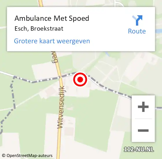 Locatie op kaart van de 112 melding: Ambulance Met Spoed Naar Esch, Broekstraat op 3 december 2013 16:22