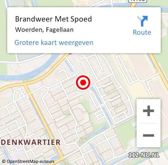 Locatie op kaart van de 112 melding: Brandweer Met Spoed Naar Woerden, Fagellaan op 18 januari 2016 20:16