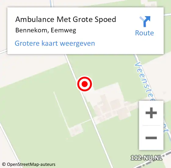 Locatie op kaart van de 112 melding: Ambulance Met Grote Spoed Naar Bennekom, Eemweg op 18 januari 2016 21:57