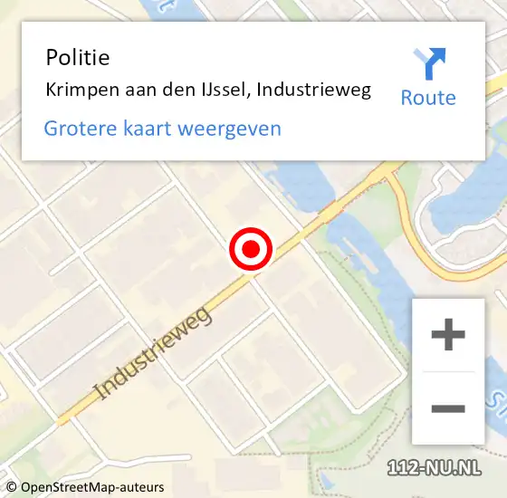 Locatie op kaart van de 112 melding: Politie Krimpen aan den IJssel, Industrieweg op 3 december 2013 16:34