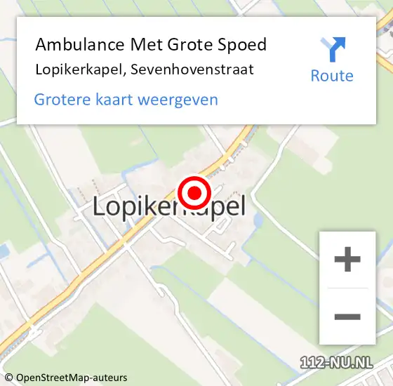 Locatie op kaart van de 112 melding: Ambulance Met Grote Spoed Naar Lopikerkapel, Sevenhovenstraat op 18 januari 2016 22:41