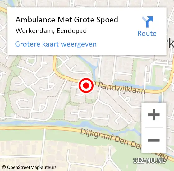 Locatie op kaart van de 112 melding: Ambulance Met Grote Spoed Naar Werkendam, Eendepad op 18 januari 2016 22:53