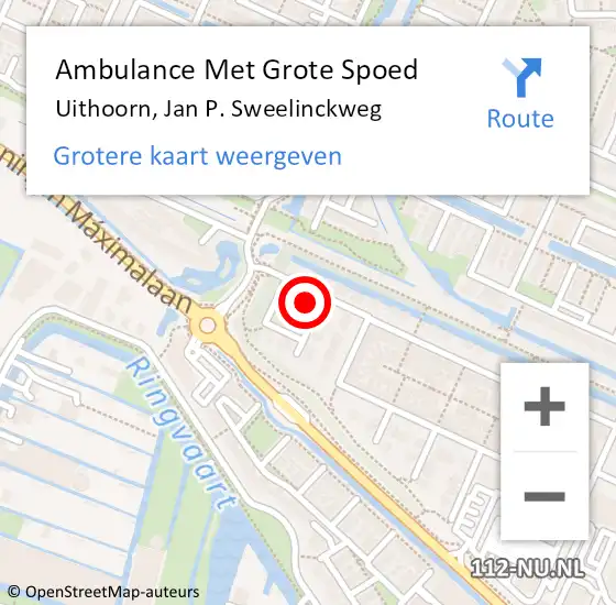 Locatie op kaart van de 112 melding: Ambulance Met Grote Spoed Naar Uithoorn, Jan P. Sweelinckweg op 18 januari 2016 23:04