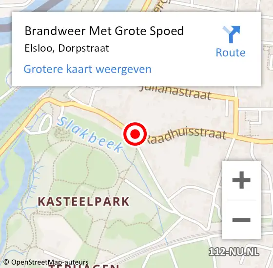 Locatie op kaart van de 112 melding: Brandweer Met Grote Spoed Naar Elsloo, Dorpstraat op 18 januari 2016 23:24