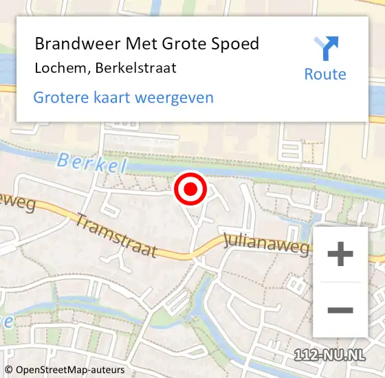 Locatie op kaart van de 112 melding: Brandweer Met Grote Spoed Naar Lochem, Berkelstraat op 18 januari 2016 23:26