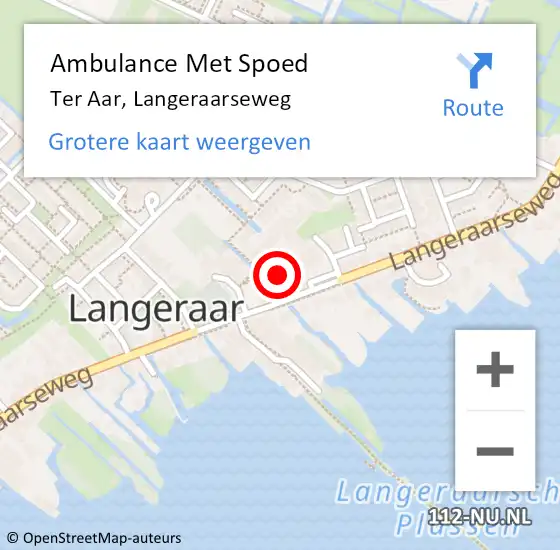 Locatie op kaart van de 112 melding: Ambulance Met Spoed Naar Ter Aar, Langeraarseweg op 19 januari 2016 00:52