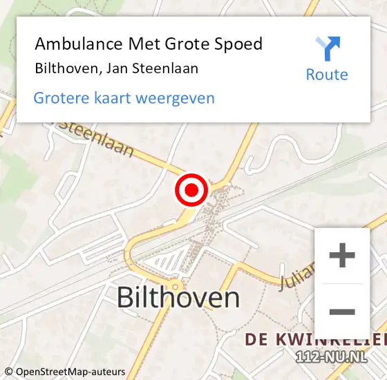 Locatie op kaart van de 112 melding: Ambulance Met Grote Spoed Naar Bilthoven, Jan Steenlaan op 19 januari 2016 01:18