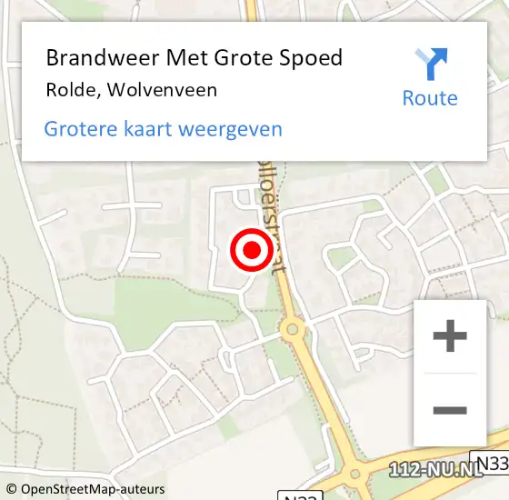 Locatie op kaart van de 112 melding: Brandweer Met Grote Spoed Naar Rolde, Wolvenveen op 19 januari 2016 02:11