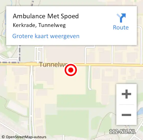 Locatie op kaart van de 112 melding: Ambulance Met Spoed Naar Kerkrade, Tunnelweg op 19 januari 2016 02:48