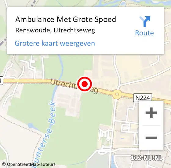 Locatie op kaart van de 112 melding: Ambulance Met Grote Spoed Naar Renswoude, Utrechtseweg op 19 januari 2016 04:42