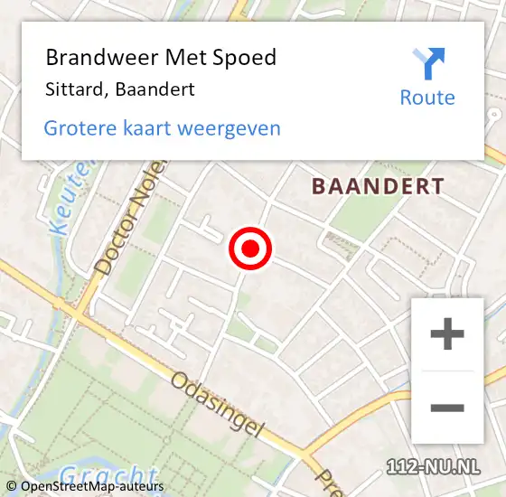 Locatie op kaart van de 112 melding: Brandweer Met Spoed Naar Sittard, Baandert op 19 januari 2016 07:46