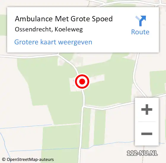 Locatie op kaart van de 112 melding: Ambulance Met Grote Spoed Naar Ossendrecht, Koeleweg op 3 december 2013 16:56