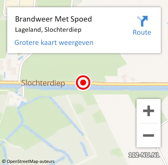 Locatie op kaart van de 112 melding: Brandweer Met Spoed Naar Lageland, Slochterdiep op 19 januari 2016 08:18