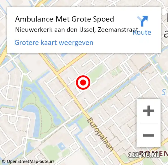 Locatie op kaart van de 112 melding: Ambulance Met Grote Spoed Naar Nieuwerkerk aan den IJssel, Zeemanstraat op 19 januari 2016 08:35