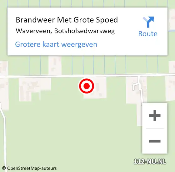 Locatie op kaart van de 112 melding: Brandweer Met Grote Spoed Naar Waverveen, Botsholsedwarsweg op 19 januari 2016 09:13