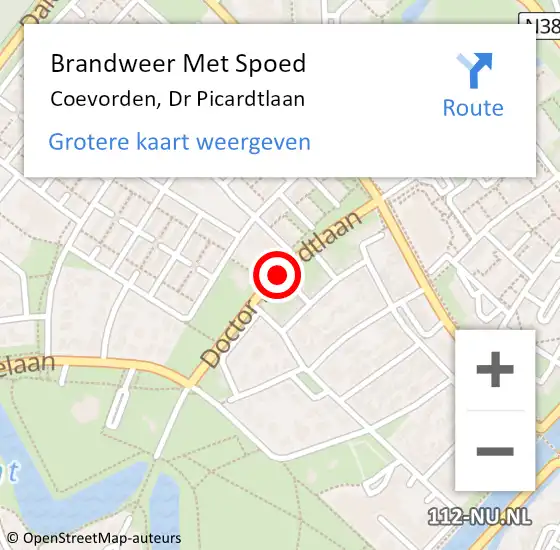 Locatie op kaart van de 112 melding: Brandweer Met Spoed Naar Coevorden, Dr Picardtlaan op 19 januari 2016 10:42