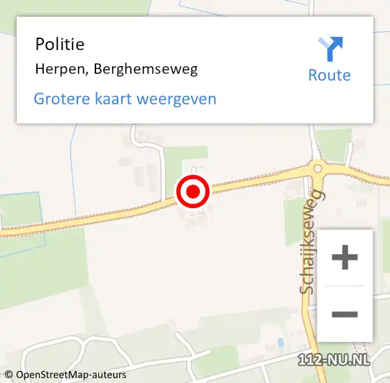 Locatie op kaart van de 112 melding: Politie Herpen, Berghemseweg op 19 januari 2016 10:56