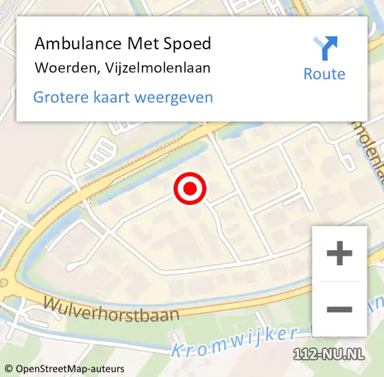 Locatie op kaart van de 112 melding: Ambulance Met Spoed Naar Woerden, Vijzelmolenlaan op 3 december 2013 17:17