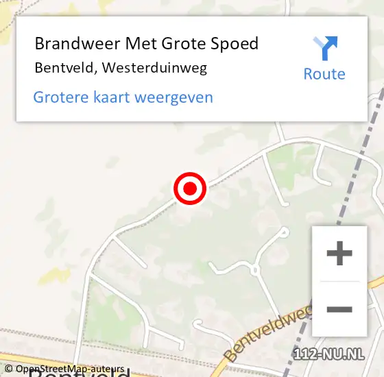 Locatie op kaart van de 112 melding: Brandweer Met Grote Spoed Naar Bentveld, Westerduinweg op 19 januari 2016 11:44