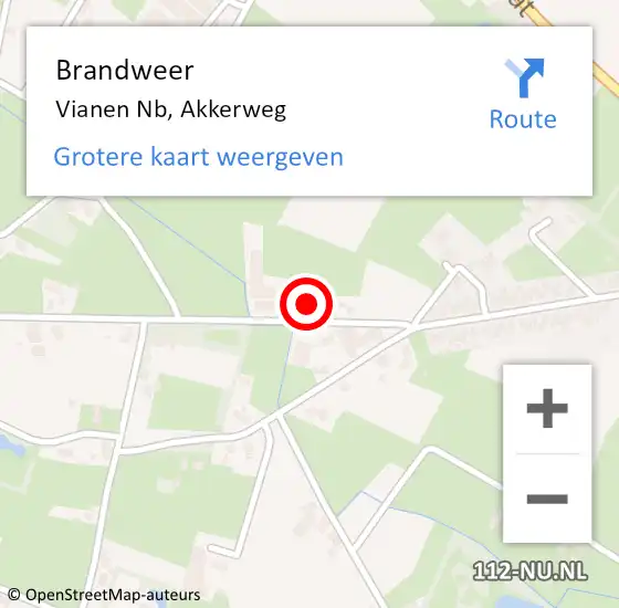 Locatie op kaart van de 112 melding: Brandweer Vianen Nb, Akkerweg op 19 januari 2016 11:50