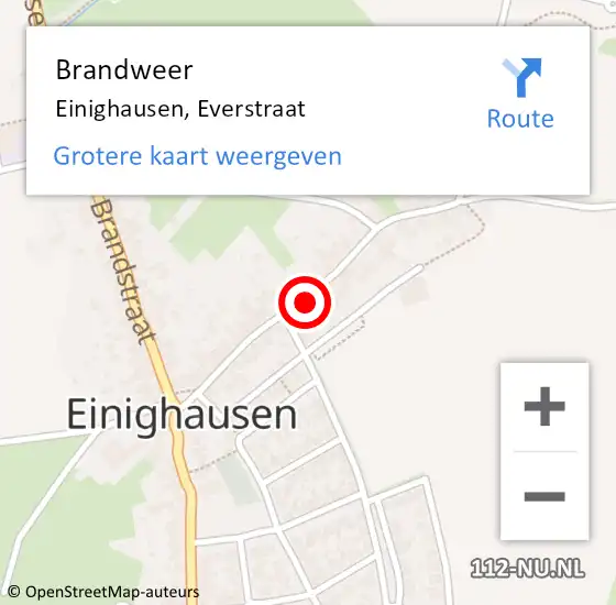 Locatie op kaart van de 112 melding: Brandweer Einighausen, Everstraat op 3 december 2013 17:23