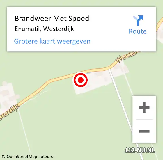 Locatie op kaart van de 112 melding: Brandweer Met Spoed Naar Enumatil, Westerdijk op 19 januari 2016 12:27