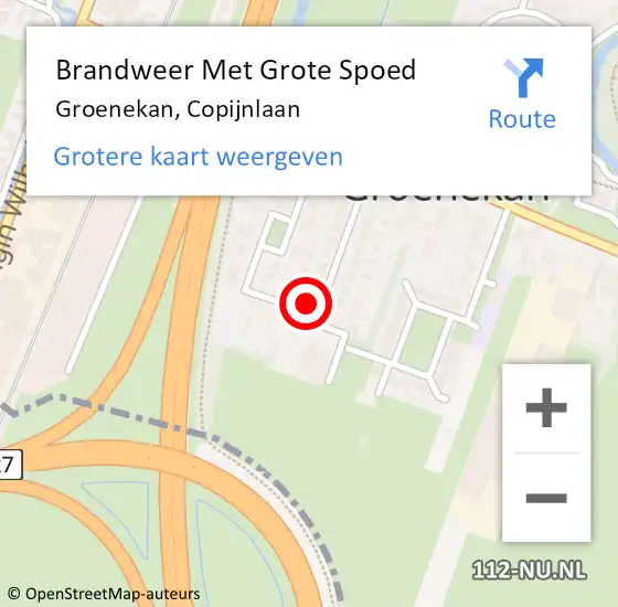 Locatie op kaart van de 112 melding: Brandweer Met Grote Spoed Naar Groenekan, Copijnlaan op 19 januari 2016 12:33