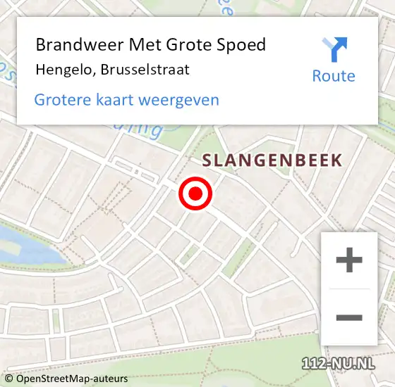 Locatie op kaart van de 112 melding: Brandweer Met Grote Spoed Naar Hengelo, Brusselstraat op 19 januari 2016 12:57