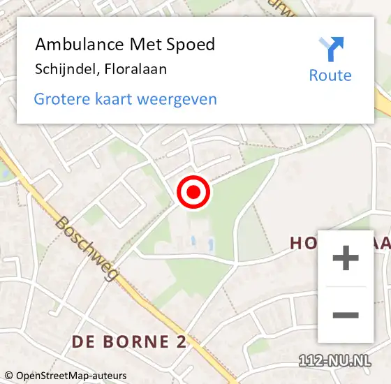 Locatie op kaart van de 112 melding: Ambulance Met Spoed Naar Schijndel, Floralaan op 19 januari 2016 13:43