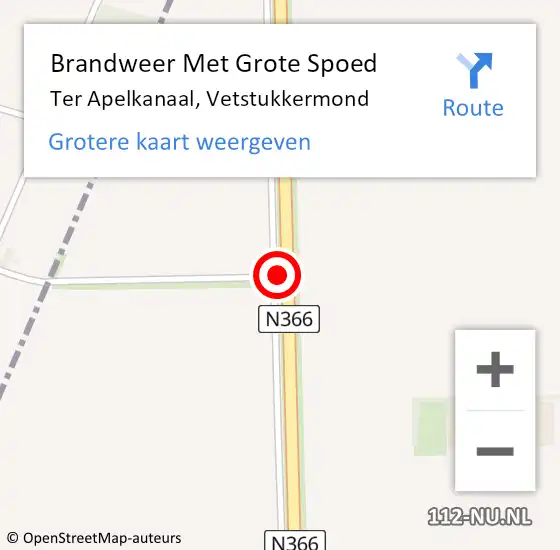 Locatie op kaart van de 112 melding: Brandweer Met Grote Spoed Naar Ter Apelkanaal, Vetstukkermond op 19 januari 2016 13:53