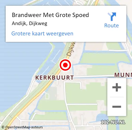 Locatie op kaart van de 112 melding: Brandweer Met Grote Spoed Naar Andijk, Dijkweg op 19 januari 2016 14:25