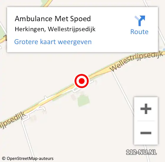 Locatie op kaart van de 112 melding: Ambulance Met Spoed Naar Herkingen, Wellestrijpsedijk op 19 januari 2016 14:29