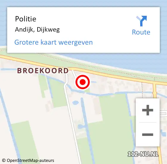 Locatie op kaart van de 112 melding: Politie Andijk, Dijkweg op 19 januari 2016 14:33