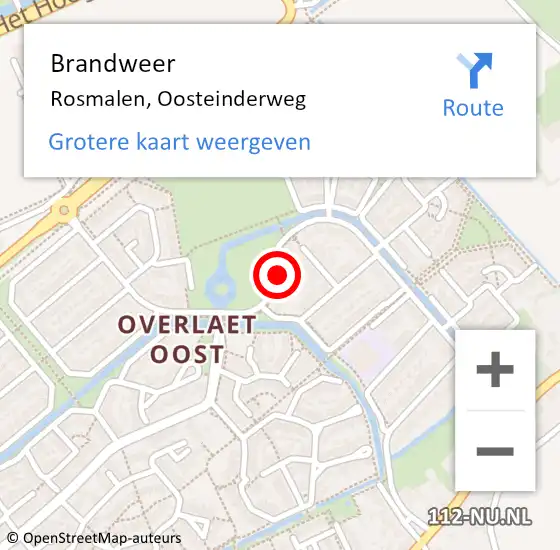 Locatie op kaart van de 112 melding: Brandweer Rosmalen, Oosteinderweg op 19 januari 2016 14:42