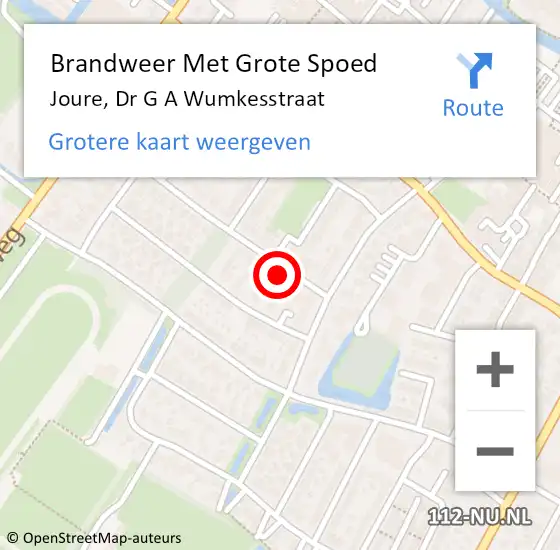 Locatie op kaart van de 112 melding: Brandweer Met Grote Spoed Naar Joure, Dr G A Wumkesstraat op 19 januari 2016 14:54