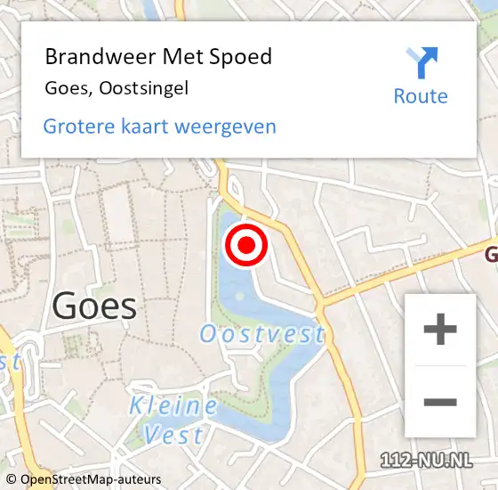 Locatie op kaart van de 112 melding: Brandweer Met Spoed Naar Goes, Oostsingel op 19 januari 2016 15:02