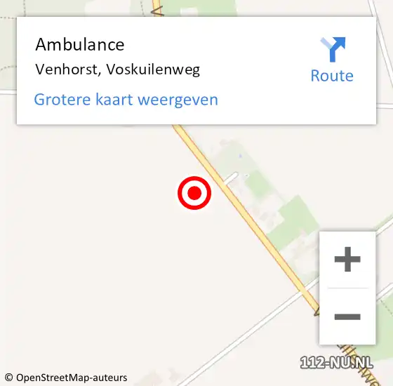 Locatie op kaart van de 112 melding: Ambulance Venhorst, Voskuilenweg op 19 januari 2016 15:34