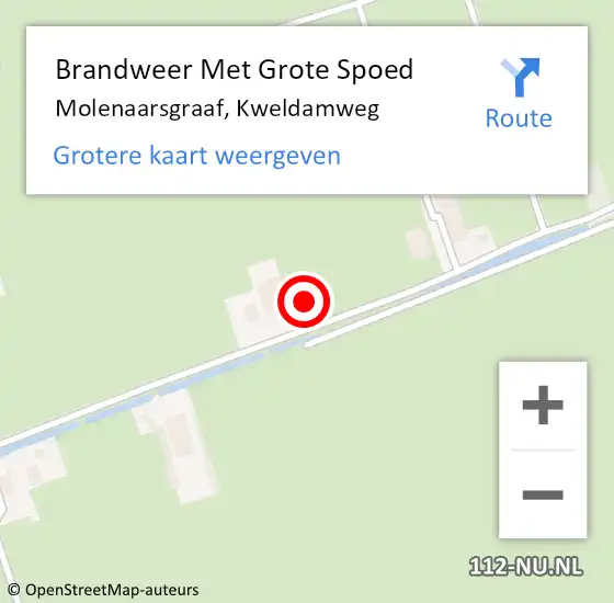 Locatie op kaart van de 112 melding: Brandweer Met Grote Spoed Naar Molenaarsgraaf, Kweldamweg op 3 december 2013 17:47