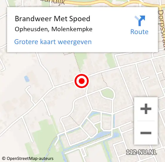 Locatie op kaart van de 112 melding: Brandweer Met Spoed Naar Opheusden, Molenkempke op 3 december 2013 17:48