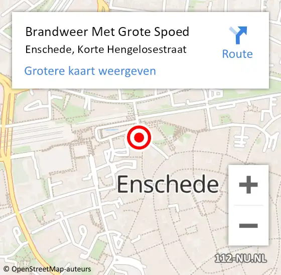 Locatie op kaart van de 112 melding: Brandweer Met Grote Spoed Naar Enschede, Korte Hengelosestraat op 19 januari 2016 16:04