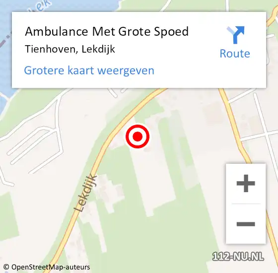 Locatie op kaart van de 112 melding: Ambulance Met Grote Spoed Naar Tienhoven, Lekdijk op 19 januari 2016 16:15