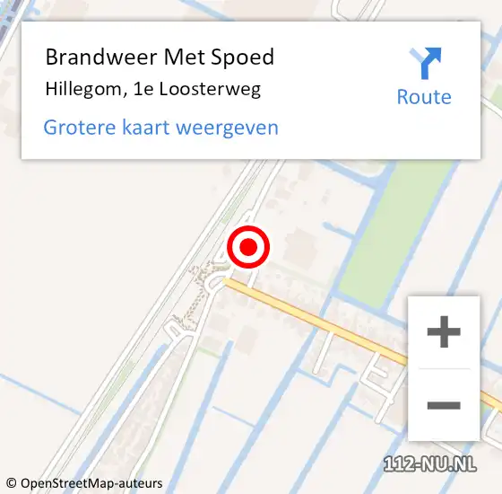 Locatie op kaart van de 112 melding: Brandweer Met Spoed Naar Hillegom, 1e Loosterweg op 19 januari 2016 16:21