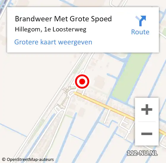 Locatie op kaart van de 112 melding: Brandweer Met Grote Spoed Naar Hillegom, 1e Loosterweg op 19 januari 2016 16:22